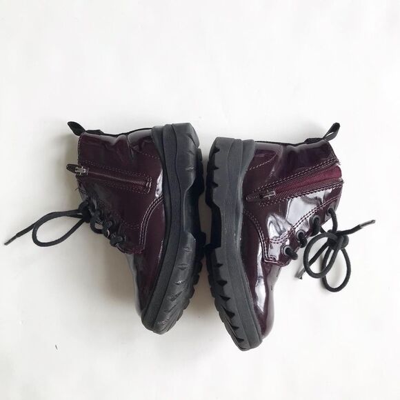 ZARA plum patent combat boots VGUC size 22(6.5) - Picture 2 of 6